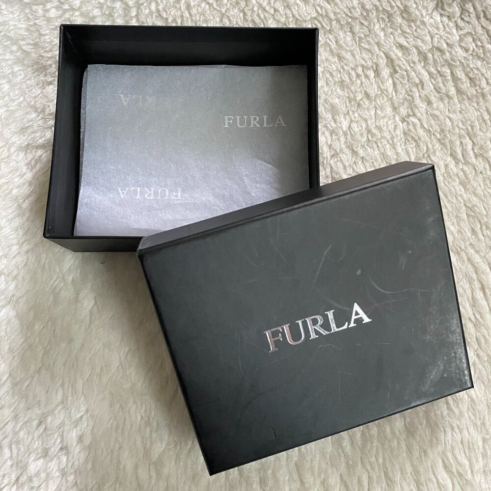 Authentic Furla Small Black Gift Box with Silver Logo with Original Tissue